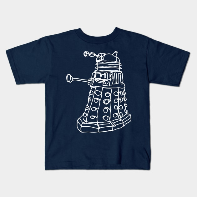 Bad Line Art Dalek in White Kids T-Shirt by CatsandBats